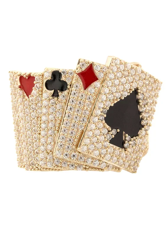 10K Gold Cards Ring For Men | 13 Grams