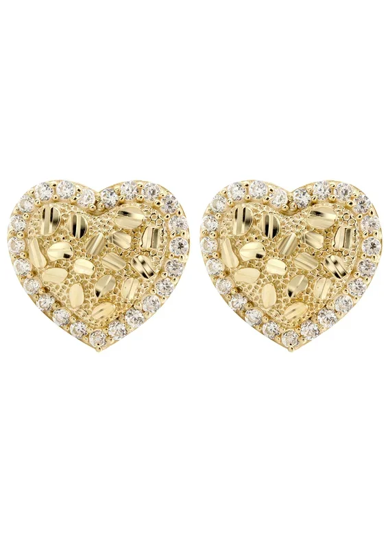10K Gold Heart Nugget Earrings | Appx 0.5 Inches Wide | Style #69