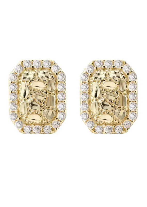 10K Gold Nugget Earrings | Appx 0.3 Inches Wide | Style #61