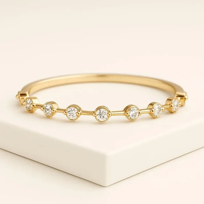 10k Petite Round Cut Distance Lab Grown Diamond Wedding Band
