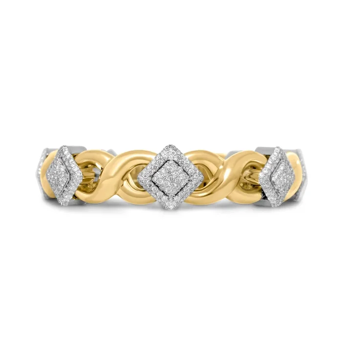 10k Solid Gold Square Infinity Link Diamond Bracelet 8.19ctw
