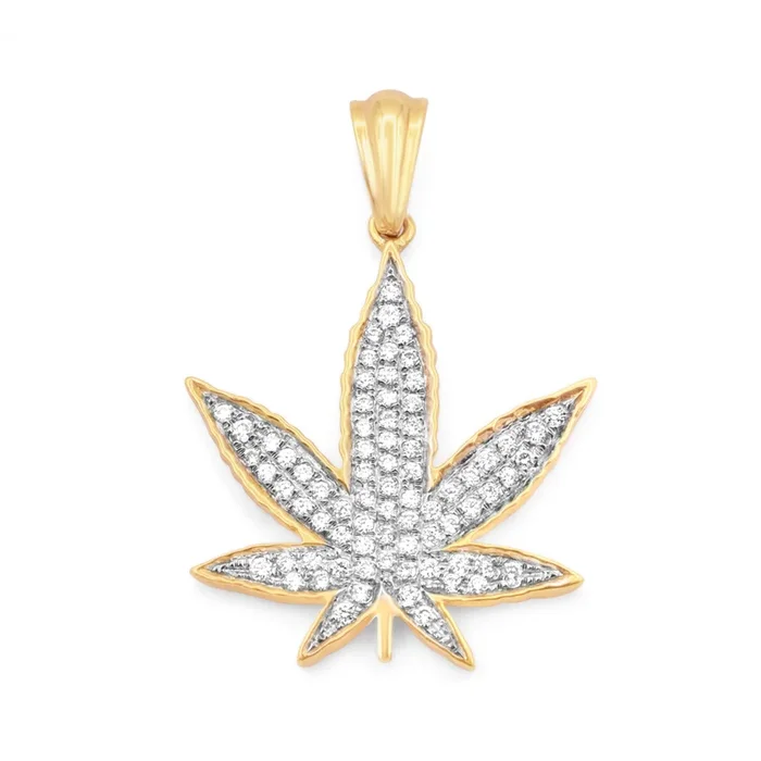 10k Solid Gold Zaza Leaf Diamond Pendant 0.49ctw