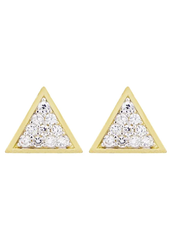 10K Triangle Gold Earrings For Men | Appx 1/2 Inches Wide
