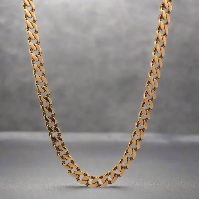 10K Two-toned Yellow + White Gold 30″ 6.5mm Diamond-cut Cuban Link Chain