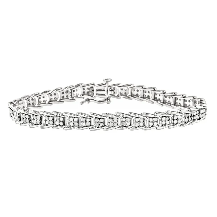 10k White Gold 2 cttw Diamond Fan-Shaped Link Tennis Bracelet (I-J Clarity, I3 Color) – Size 7.25″