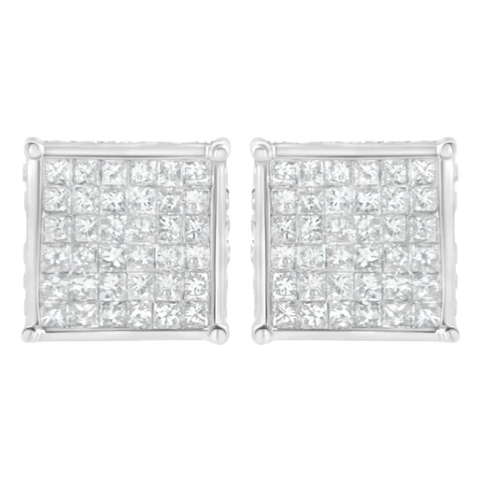 10K White Gold 2ct TDW Princess-Cut Composite Diamond Stud Earring (I-J ,I2-I3)