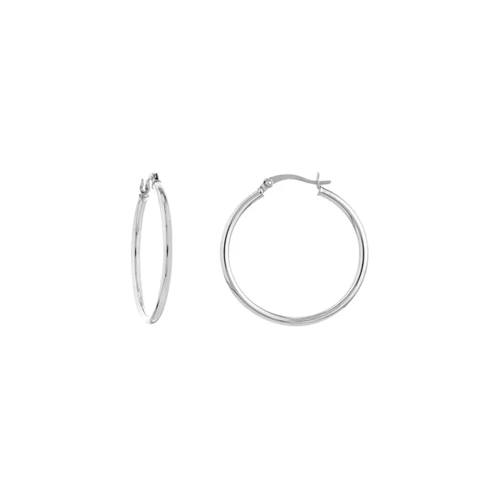 10K White Gold 30mm Hoop Earrings