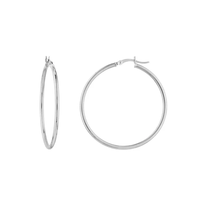 10K White Gold 40mm Large Hoop Earrings
