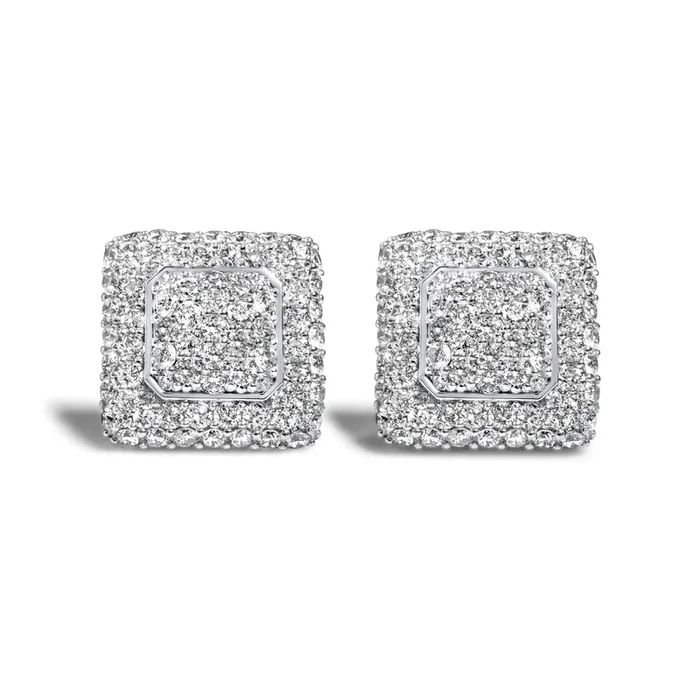 10k White Gold Square Earrings 0.75ctw
