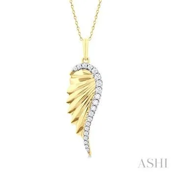 10K Yellow And White Gold Wing Diamond Pendant