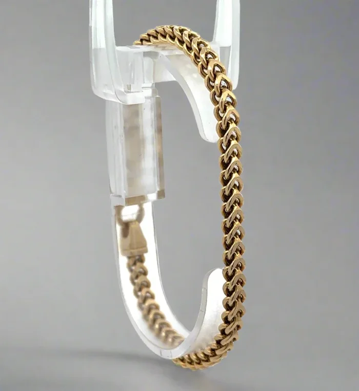 10K Yellow Gold 4.5mm 8″ Square Franco Unisex Bracelet