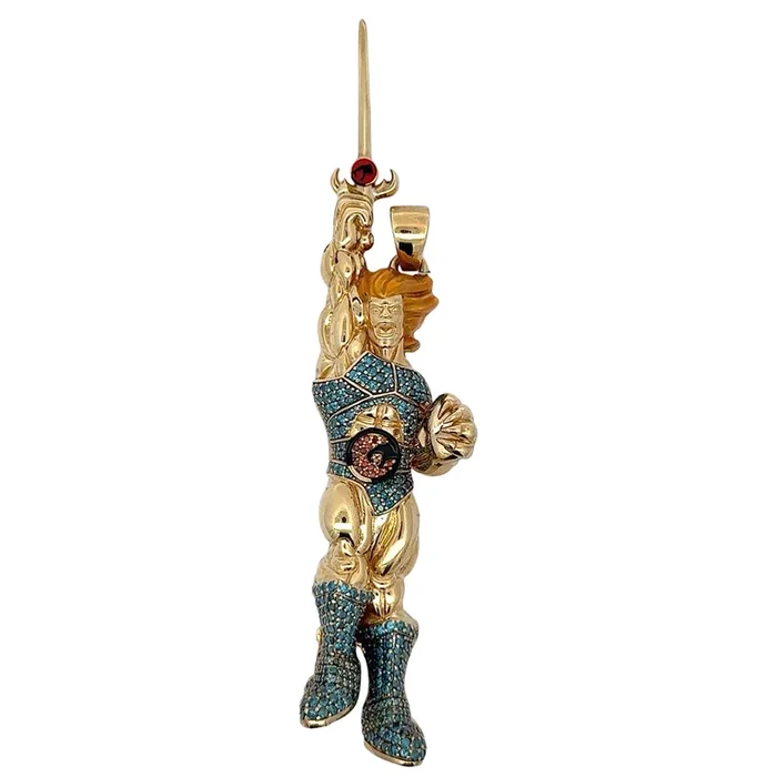 10K Yellow Gold 5TCW Diamond Thundercats Lion-O Pendant