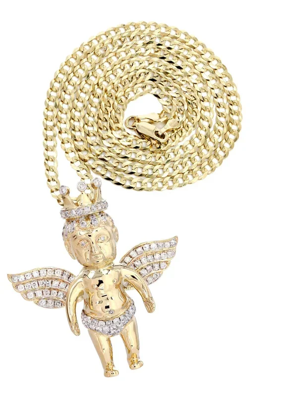 10K Yellow Gold Angel Diamond Necklace | 1.72 Carats