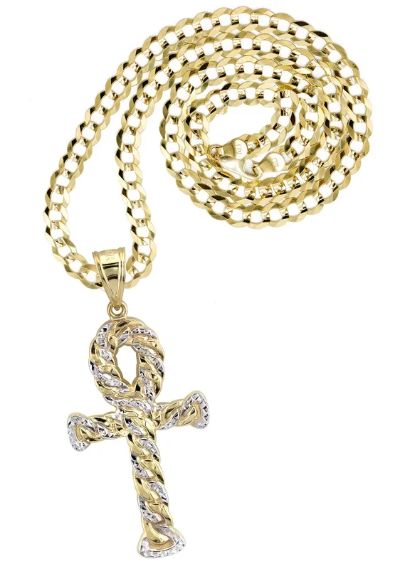 10K Yellow Gold Ankh Necklace | Small 6 Grams – Large 13 Grams