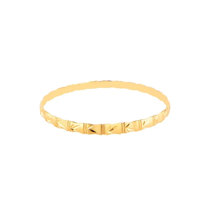 10K Yellow Gold Bamboo Leaf Bangle | 4MM