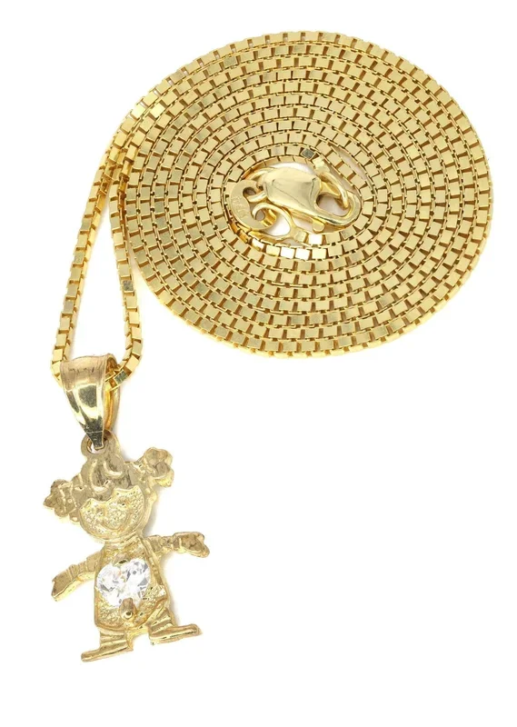 10K Yellow Gold Box Children Necklace | Appx. 7.8 Grams
