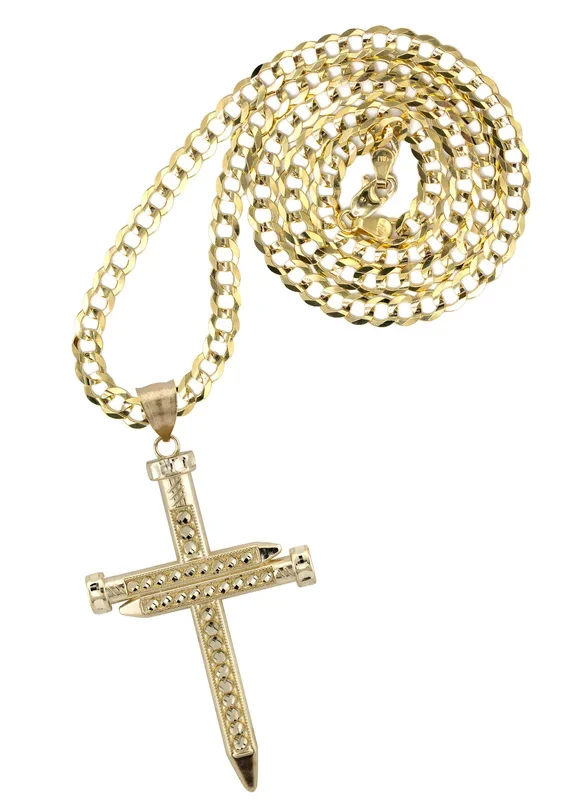 10K Yellow Gold Cross Necklace | Small 6 Grams – Large 10 Grams