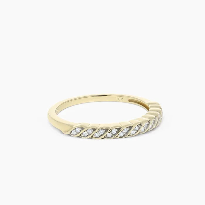 10K Yellow Gold Diamond Stackable Band