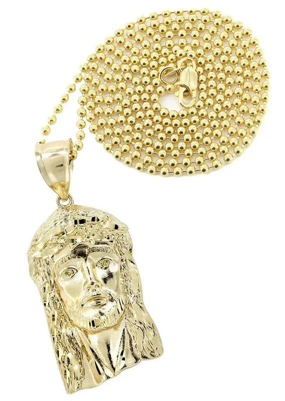 10K Yellow Gold Dog Tag Jesus Piece Chain | Appx. 8.2 Grams