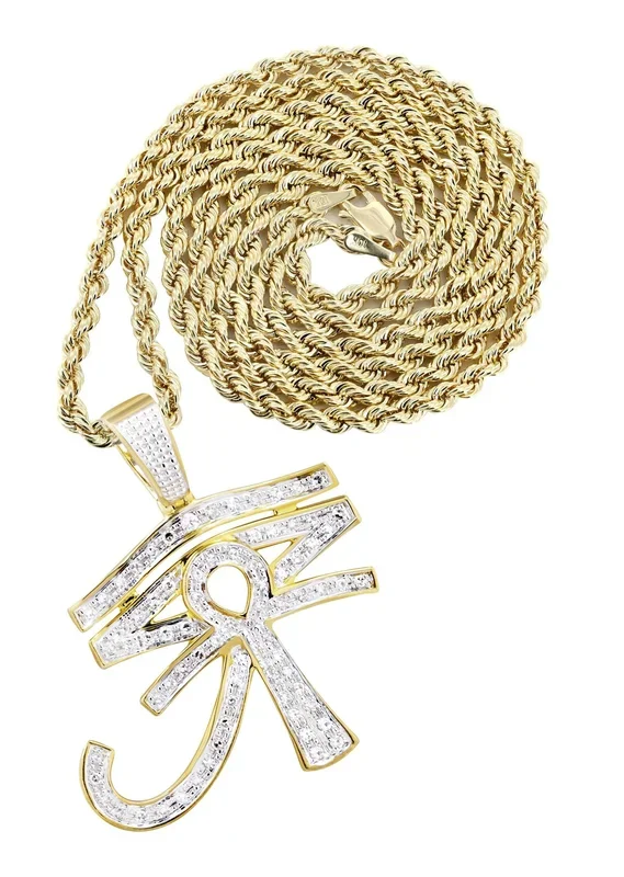 10K Yellow Gold Eye of Ra Diamond Necklace | 0.71 Carats