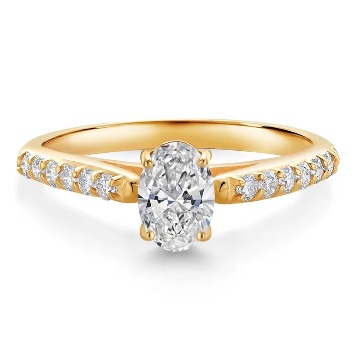 10K Yellow Gold Lab Grown Diamond Engagement Ring For Women | 0.88 Cttw | DEF Color | VVS-VS | Wedding Engagement Anniversary Promise Ring For Women | Available In Size 5-9