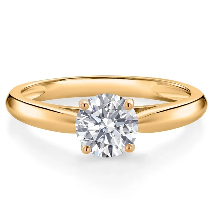 10K Yellow Gold Lab Grown Diamond Solitaire Engagement Ring For Women | 0.74 Cttw | Round 6MM | Gemstone April Birthstone | DEF Color | VVS-VS Clarity