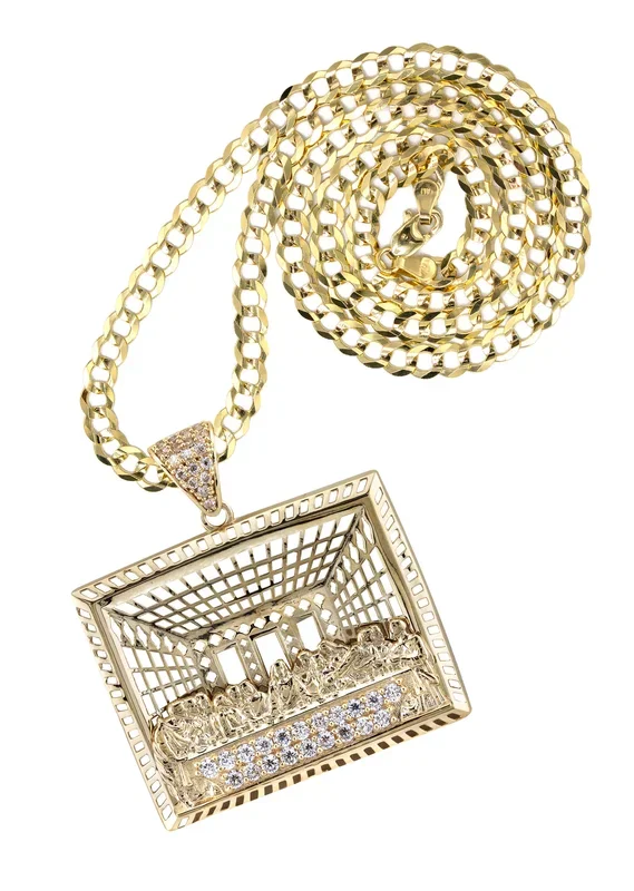 10K Yellow Gold Last Supper Necklace | Small 9 Grams – Large 15 Grams