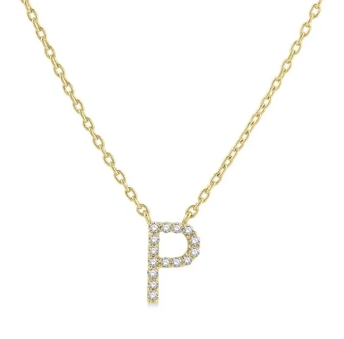 10K Yellow Gold P Initial Diamond Necklace