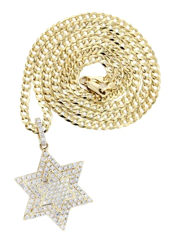 10K Yellow Gold Star Diamond Necklace | 0.68 Carats
