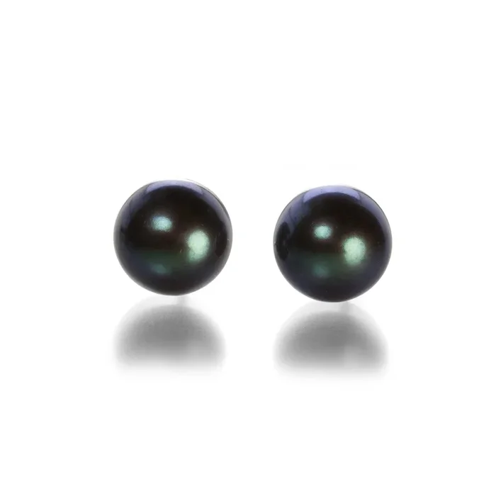 10mm Black Pearl Stud Earrings