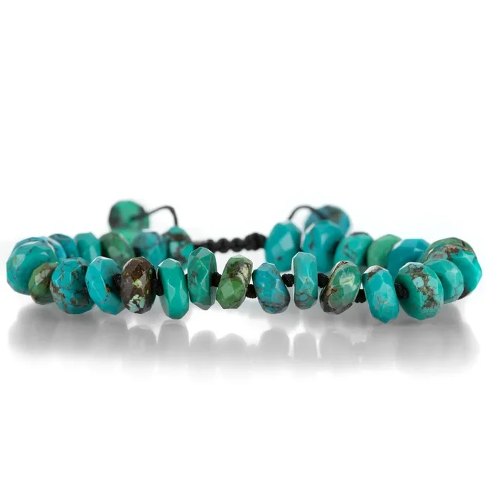 10mm Faceted Arizona Turquoise Macrame Bracelet