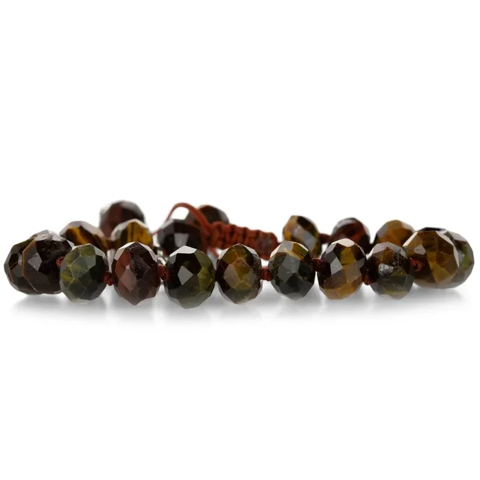10mm Faceted Multicolored Tiger’s Eye Bracelet
