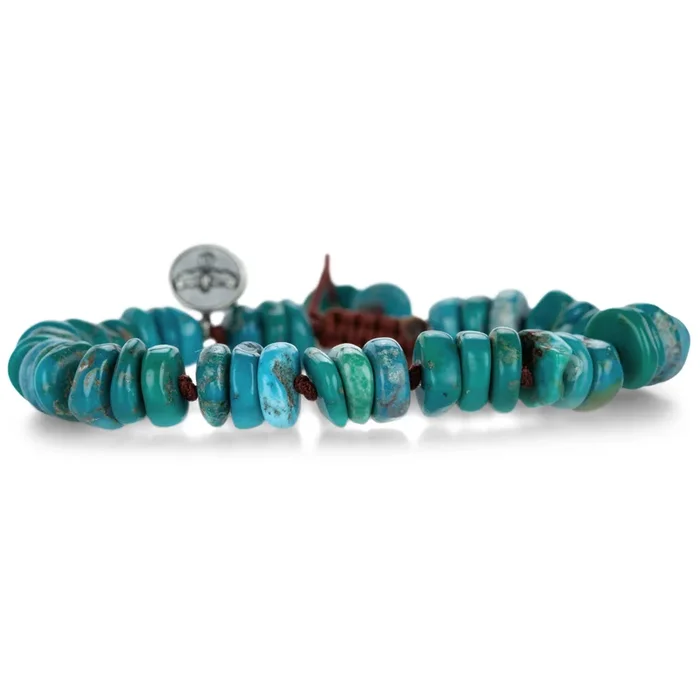 10mm Smooth Arizona Turquoise Rondelle Bracelet