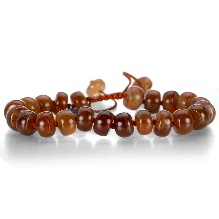 10mm Smooth Orange Garnet Beaded Bracelet