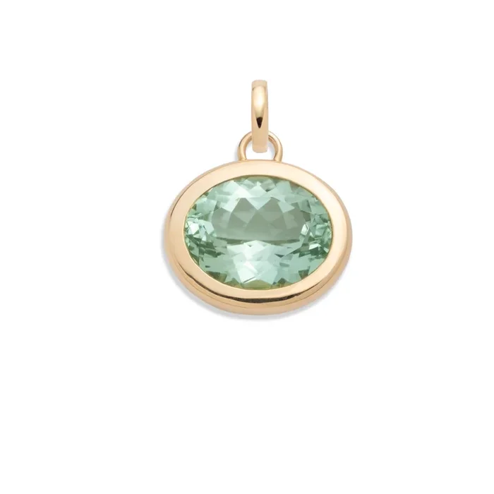 11.18ct Oval Cut One-of-a-Kind Green Tourmaline Gemstone Cache Link Pendant : in Yellow Gold and an Annex Link