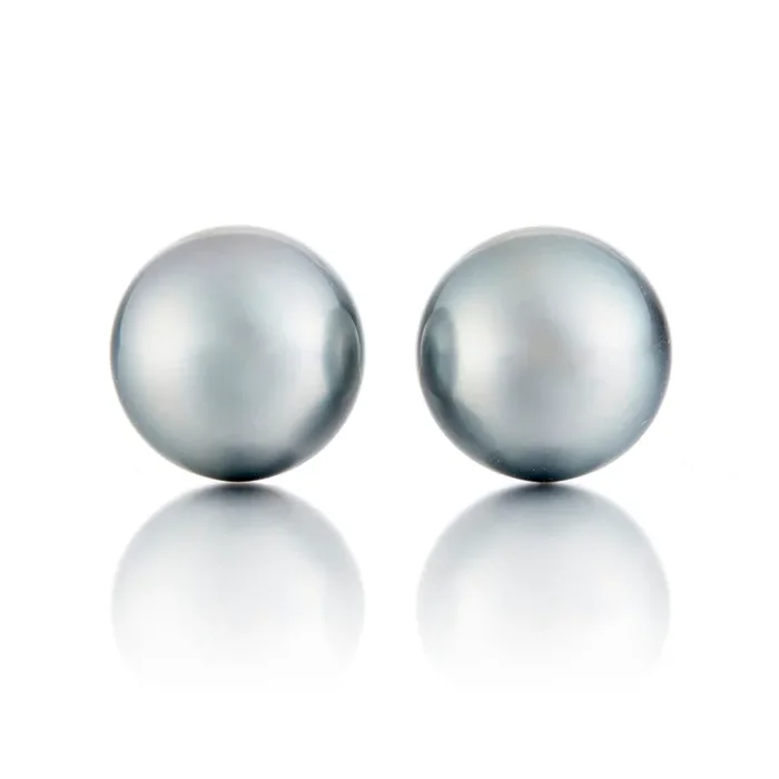 11.7mm Silver Gray Tahitian Pearl Earrings