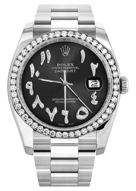 116200 | Rolex Datejust Watch | 36Mm | Black Arabic Dial | Oyster Band