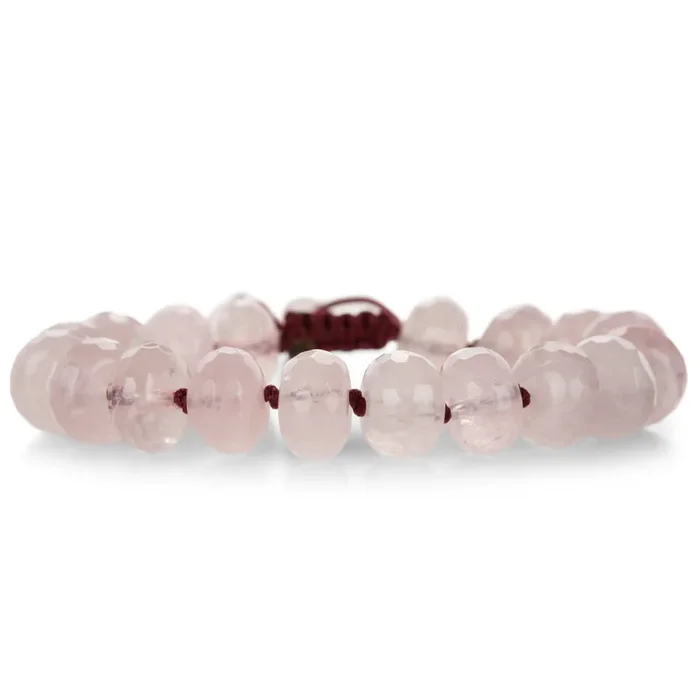 12mm Faceted Rose Quartz Beaded Bracelet