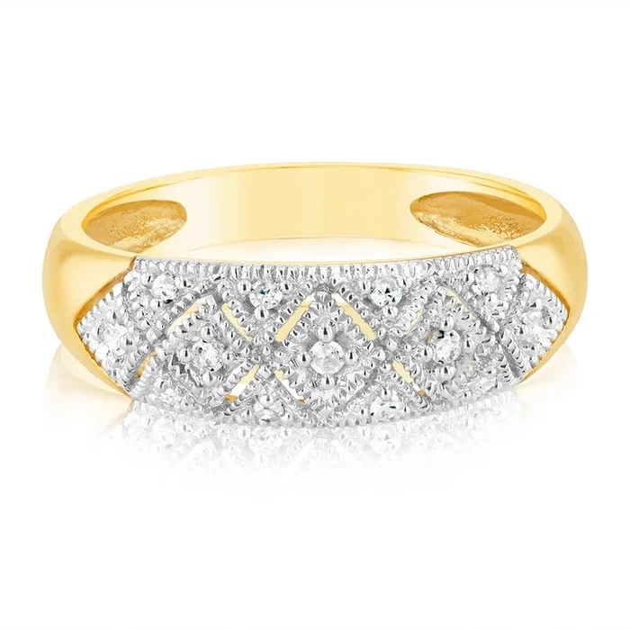 13 Diamond Dress Ring in 9ct Gold