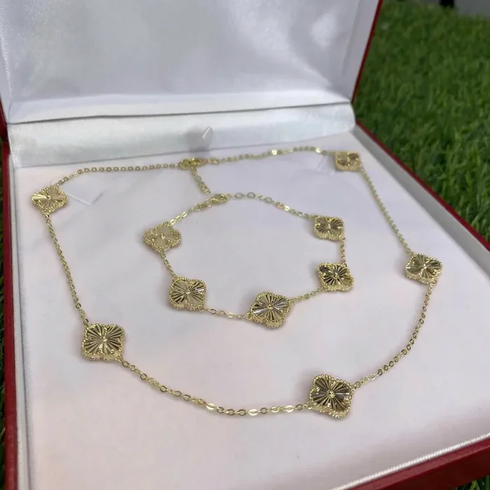 14 k Gold Clover Choker + Bracelet Set JTJ™