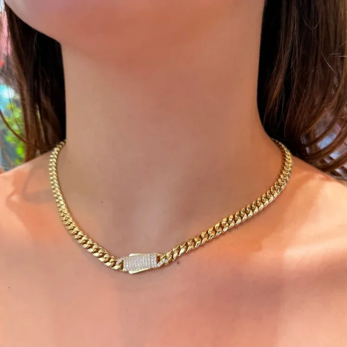 14 k Hollow Cuban Choker for Women (6MM – 16″ Inches) JTJ™