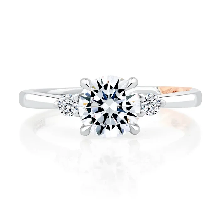 14 Karat 3 Stone Semi-Mount *center stone not included