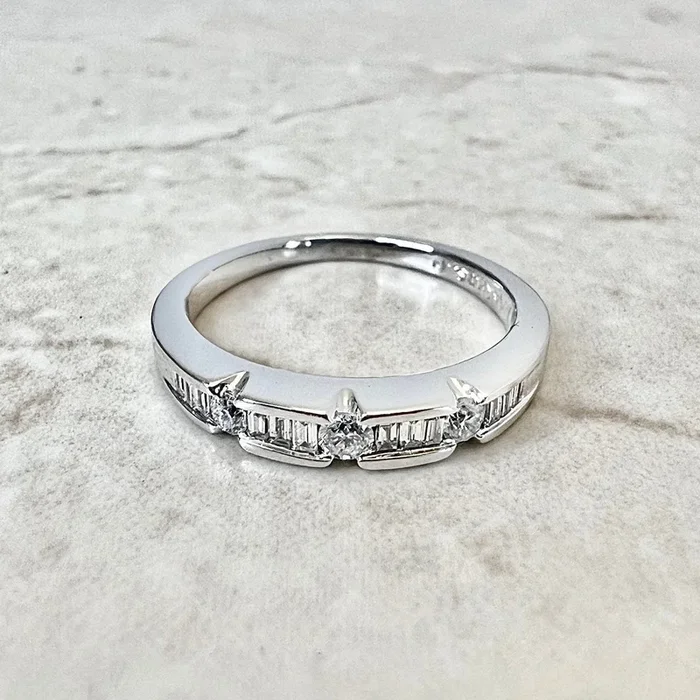 14 Karat White Gold Half Eternity 0.35 Carat Diamond Band Ring