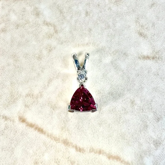 14 Karat White Gold Pink Tourmaline & Diamond Pendant