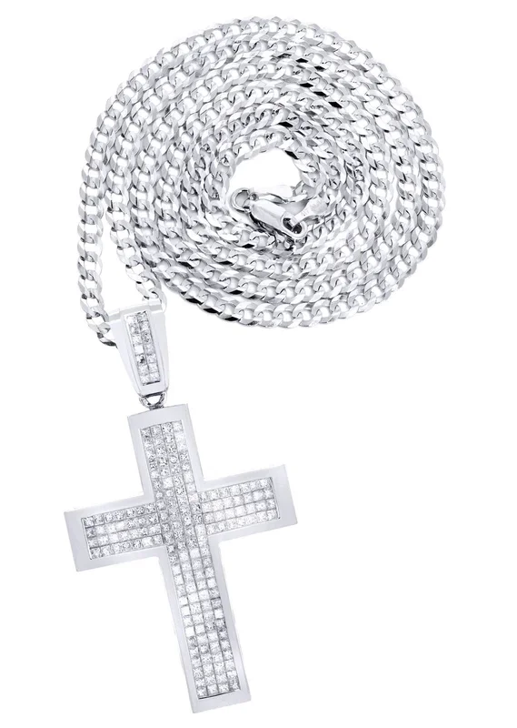 14 White Gold Diamond Cross Necklace | 11.25 Carats