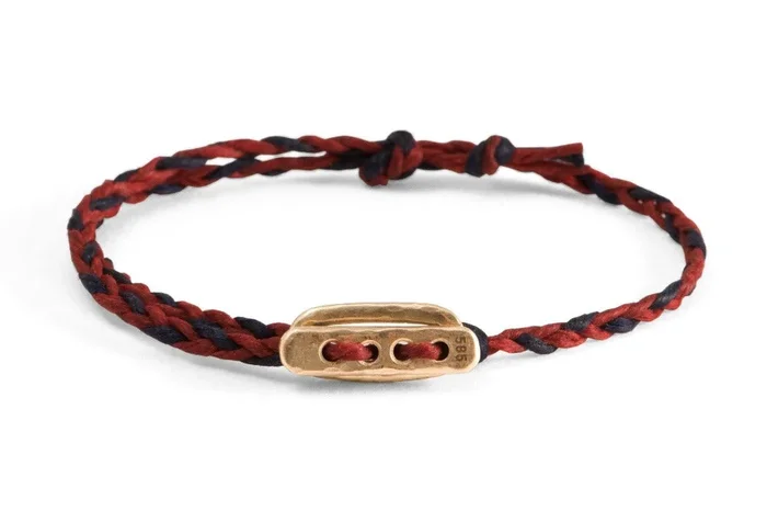 #144 – Men’s bracelet Canvas Toggle red dark blue – GOLD