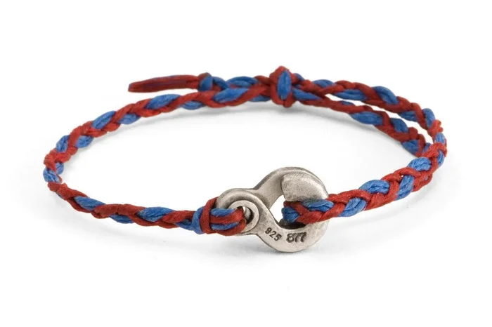 #149 – Men’s bracelet Canvas Double Hook blue red