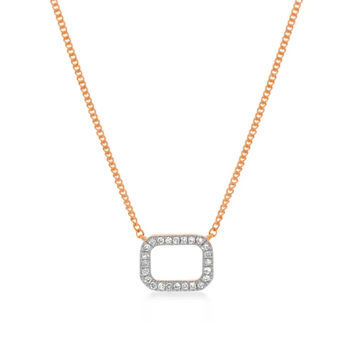 14ct Rose Gold Pendant with 24 Brilliant Diamonds On 45cm Chain