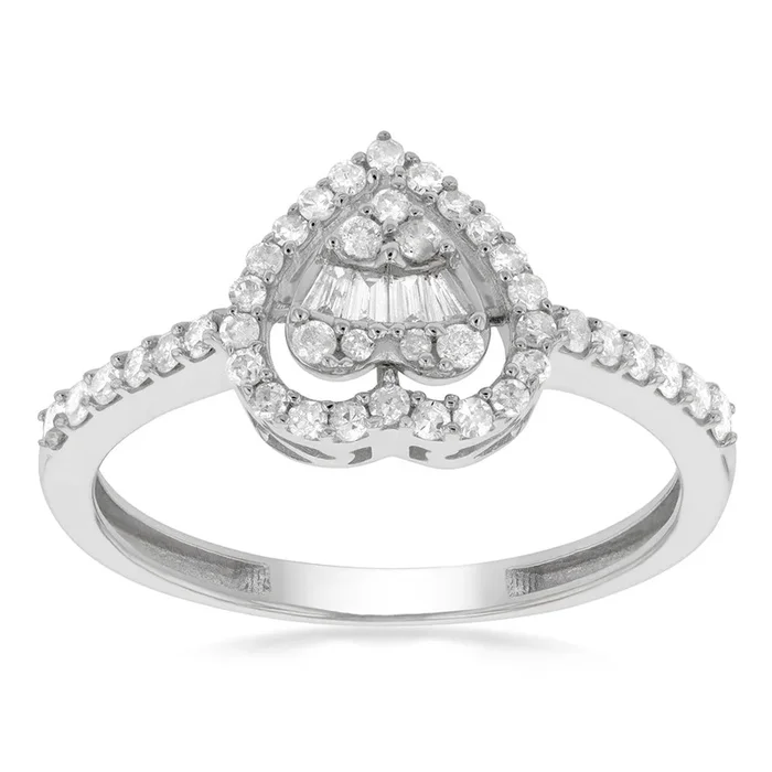 14ct White Gold 1/3 Carat Diamond Heart Ring
