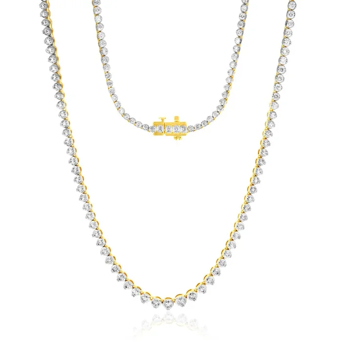 14ct Yellow Gold 5 Carats Diamond Necklace with 139 Brilliant Diamonds 43cm